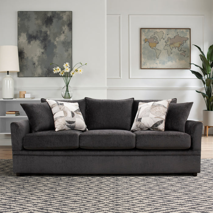 SYLVIE SOFA W/4 ACCENT PILLOWS-LUSH MINK GRAY