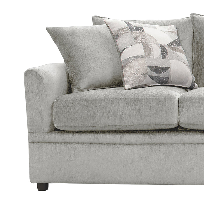 SYLVIE SOFA W/4 ACCENT PILLOWS-LUSH SILVER GRAY
