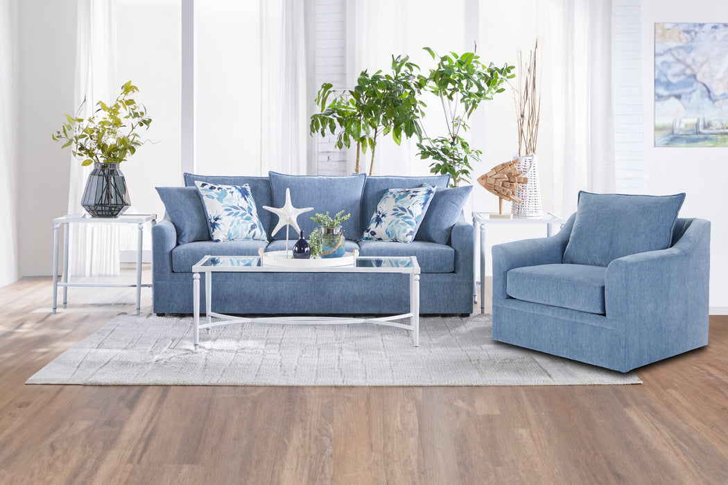SYLVIE SOFA W/4 ACCENT PILLOWS-LUSH SILVER GRAY