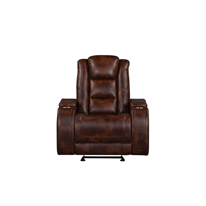 CHESTER GLIDER RECLINER W/PWR HR & FR-BROWN