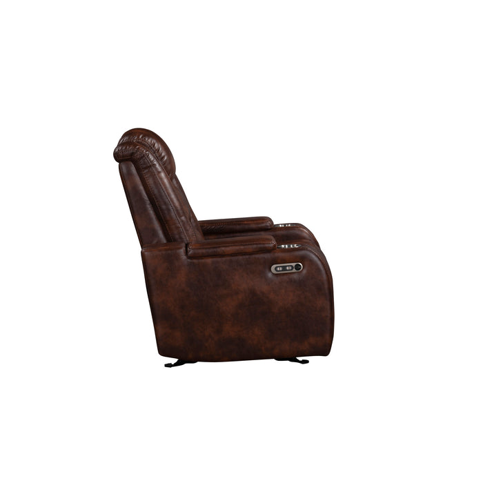 CHESTER GLIDER RECLINER W/PWR HR & FR-BROWN