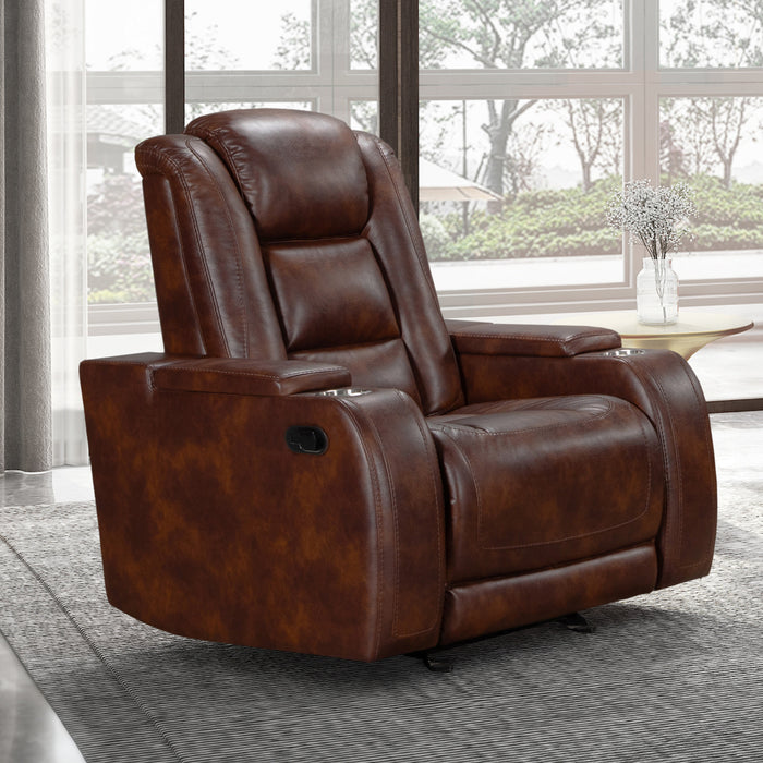 CHESTER GLIDER RECLINER-BROWN