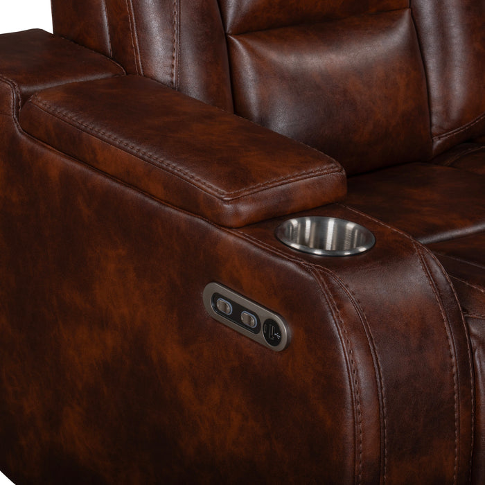 CHESTER RECLINING CONSOLE LOVESEAT W/PWR HR & FR-BROWN