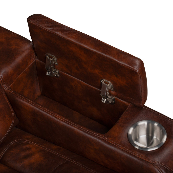 CHESTER RECLINING CONSOLE LOVESEAT W/PWR HR & FR-BROWN