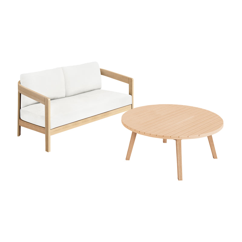 WESLEY OUTDOOR - 2 PCS (LOVE,COFFEE TABLE)  - WHITE