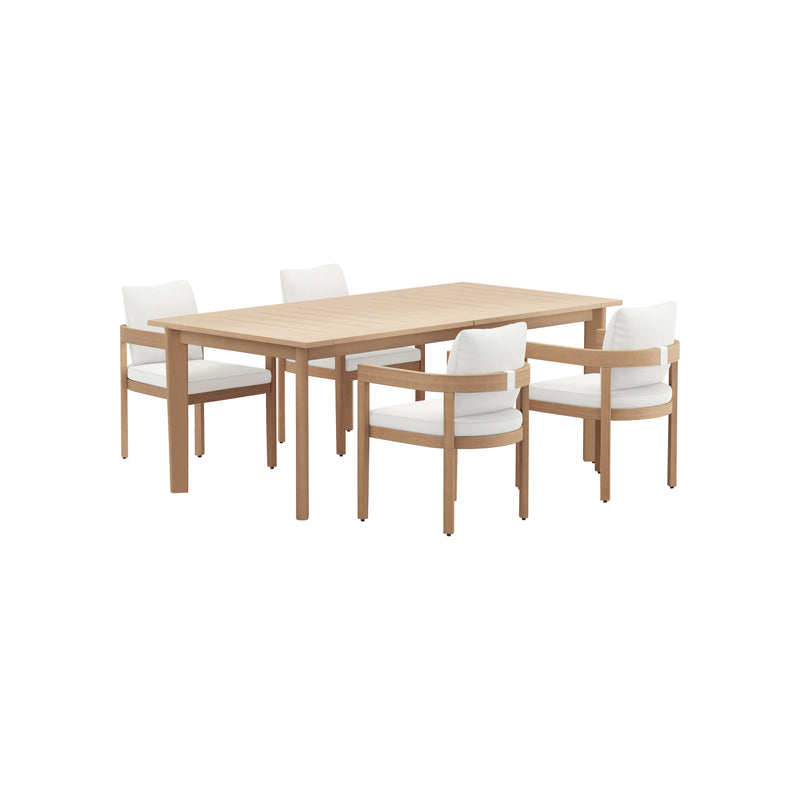 WESLEY PATIO 5PCS DINING SET -  TABLE W/4 WHITE CHAIRS