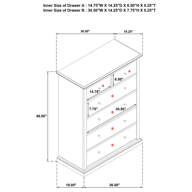 Sumerlin 6-drawer Bedroom Chest of Drawers Cappuccino