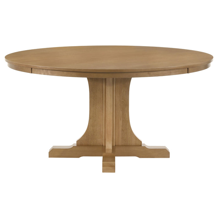 Hartville 5-piece Round Dining Table Set Natural Light Brown