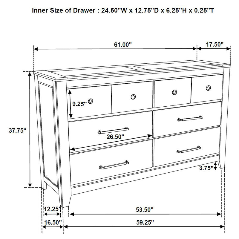 Hazlewood 6-drawer Bedroom Dresser Cabinet Vineyard Oak