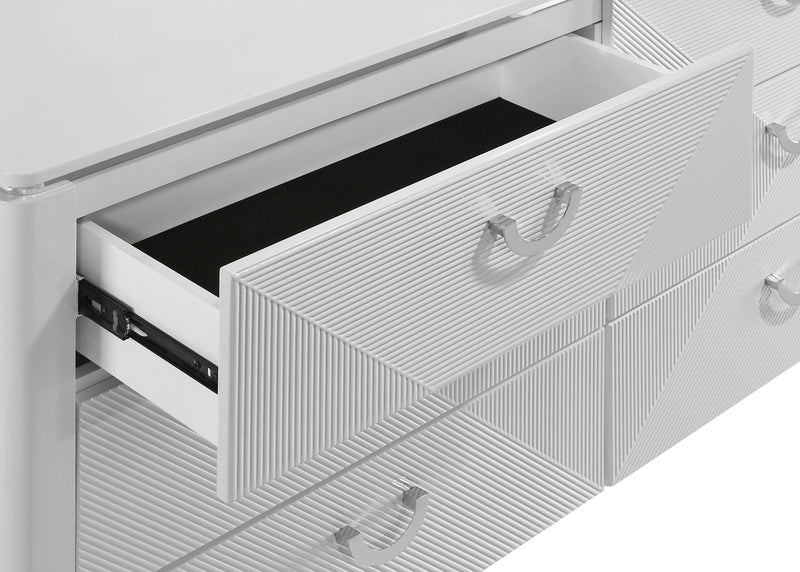 Cassia 6-drawer Bedroom Dresser Cabinet White High Gloss