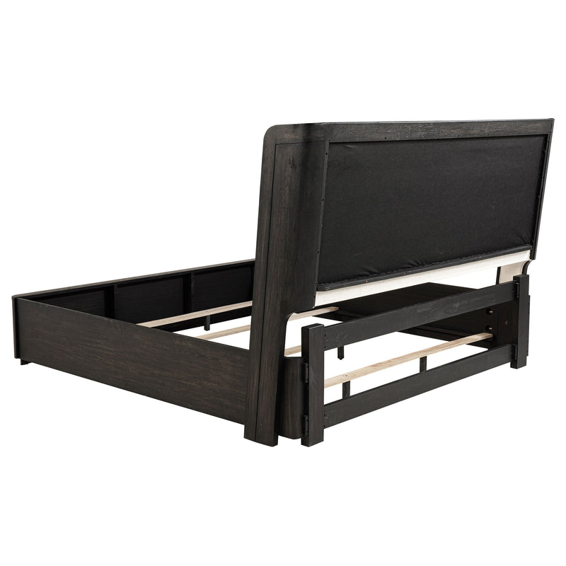 Leandro 55-inch Eastern King Wingback Bed Burnished Black