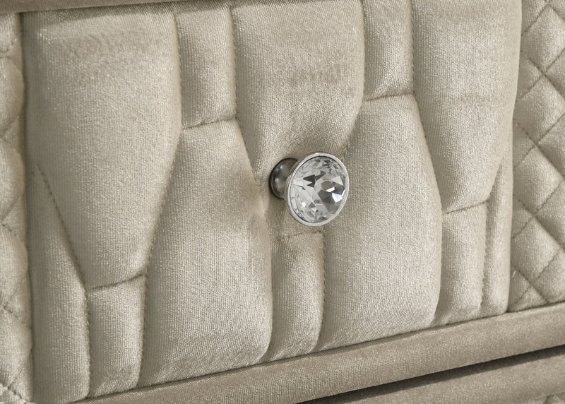 Lorient 5-drawer LED Chest of Drawers Ivory and Camel