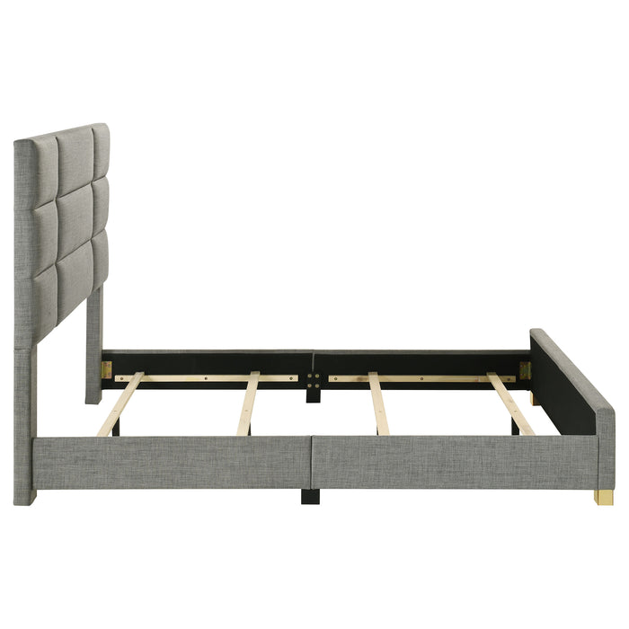 Ines 56-inch Fabric Upholstered Eastern King Panel Bed Grey