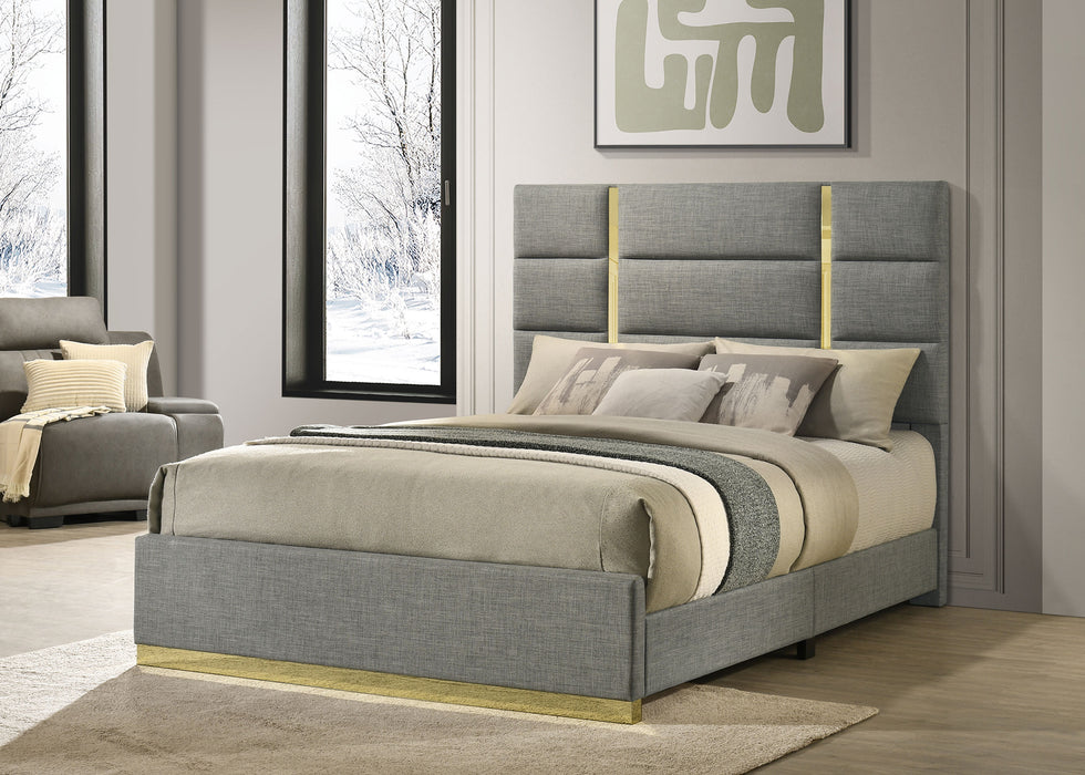 Ines 56-inch Fabric Upholstered Queen Panel Bed Grey