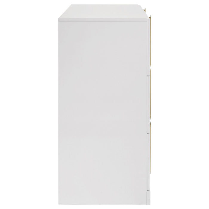 Ines 6-drawer Bedroom Dresser Cabinet White High Gloss