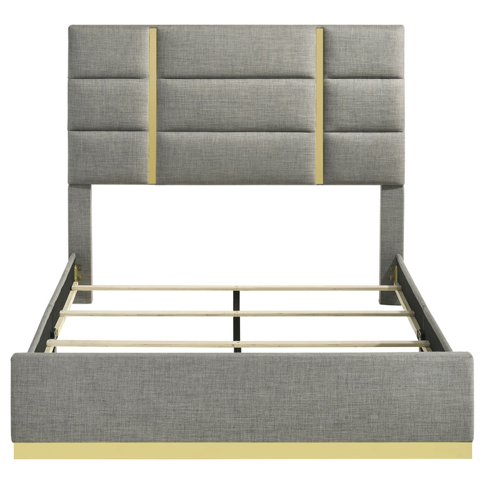 Ines 56-inch Fabric Upholstered Eastern King Panel Bed Grey
