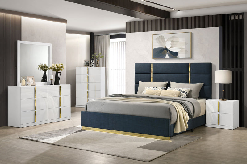 Ines 6-drawer Bedroom Dresser with Mirror White High Gloss