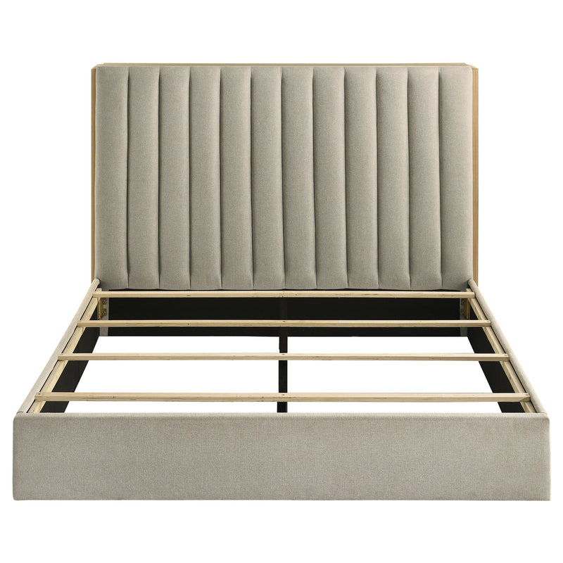 Arielle Eastern King Bookcase Panel Storage Bed Light Oak