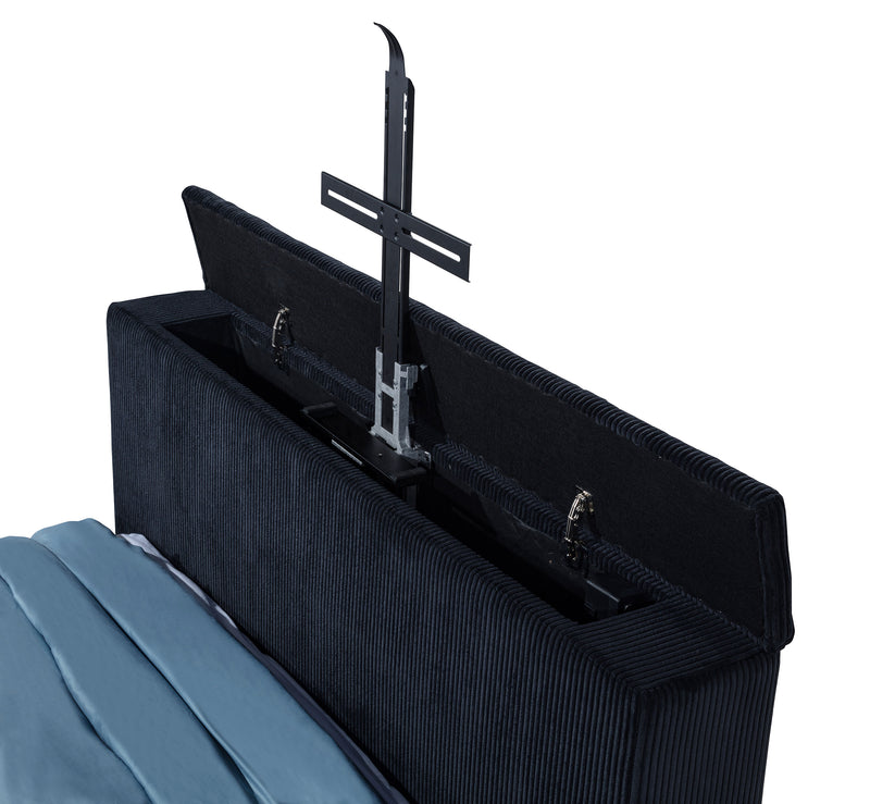 Tisdall Queen Flame Visualizer Wingback TV Bed Black