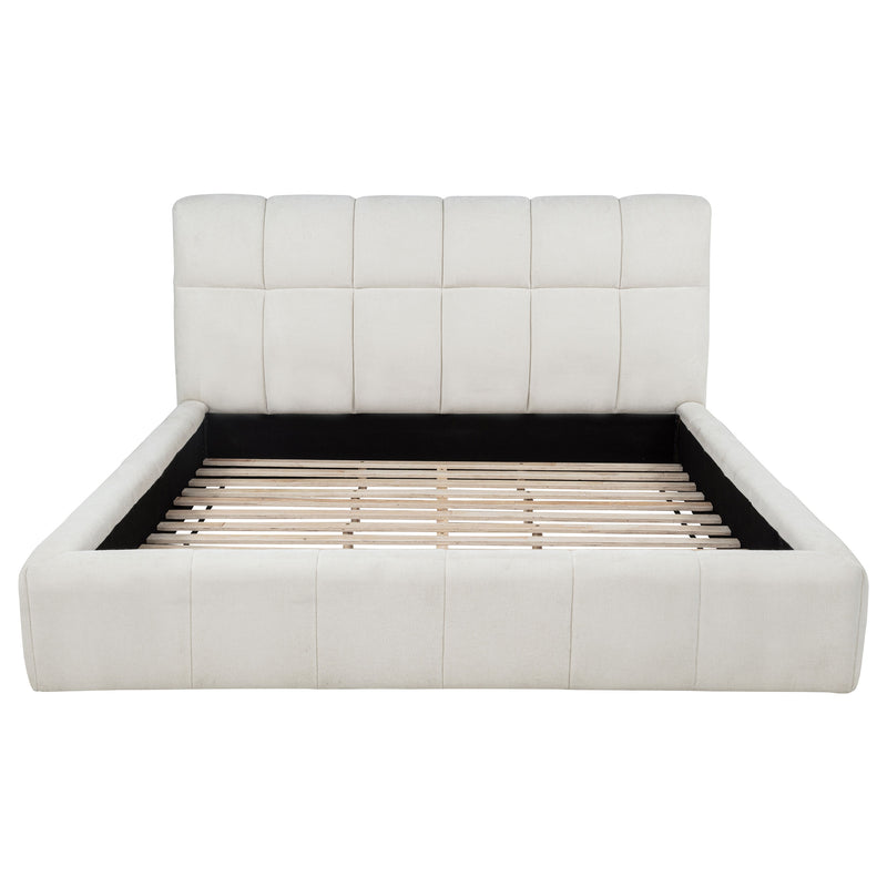 Nollet 48-inch Upholstered Eastern King Platform Bed Cream