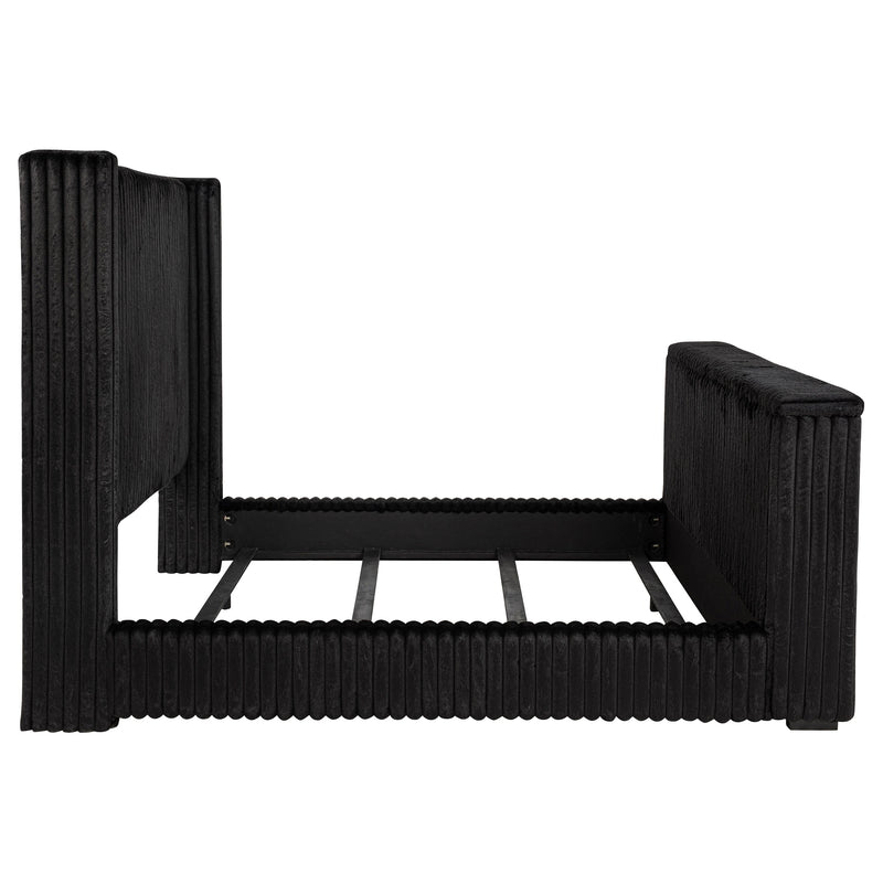 Centergrove Upholstered California King Wingback TV Bed Black