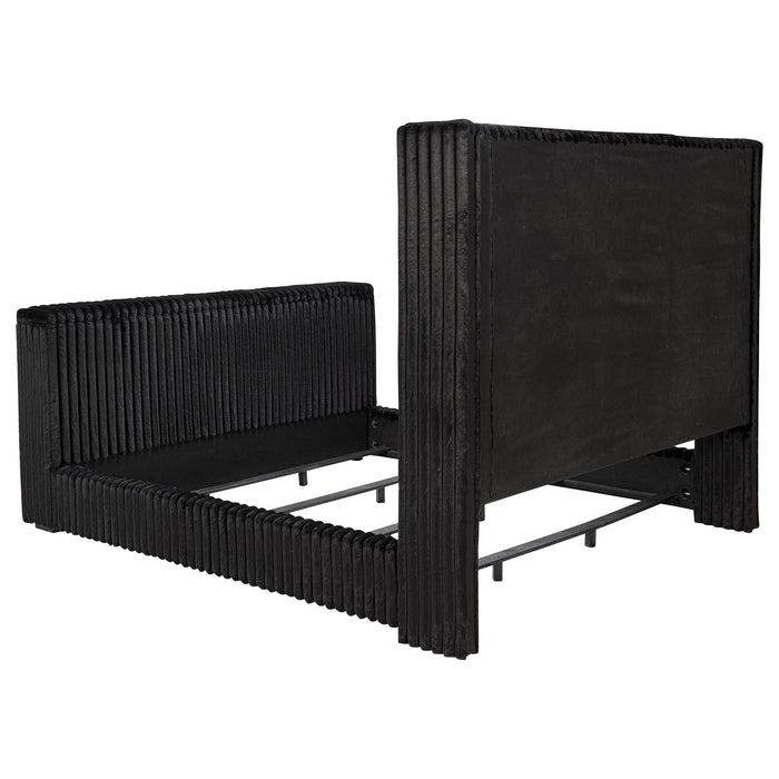 Centergrove Upholstered California King Wingback TV Bed Black