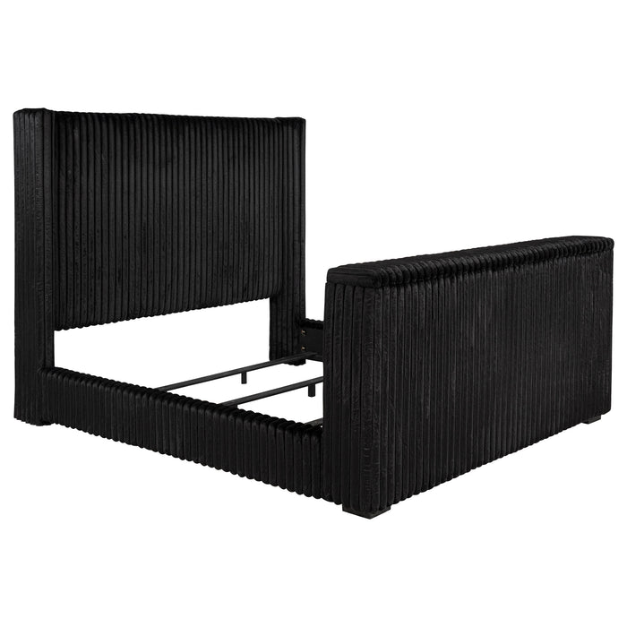Centergrove Upholstered Queen Wingback TV Bed Black