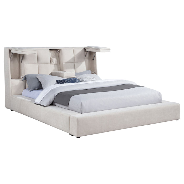 Dreux Upholstered Queen Panel Platform Bed Cream