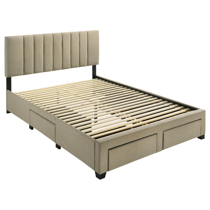 Wheatland 4-drawer Upholstered Eastern King Storage Bed Brown