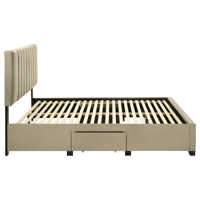 Wheatland 4-drawer Upholstered Eastern King Storage Bed Brown