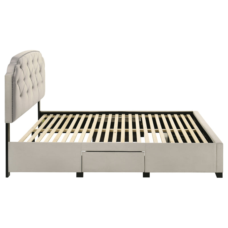 Marianna 4-drawer Upholstered Eastern King Storage Bed Cream