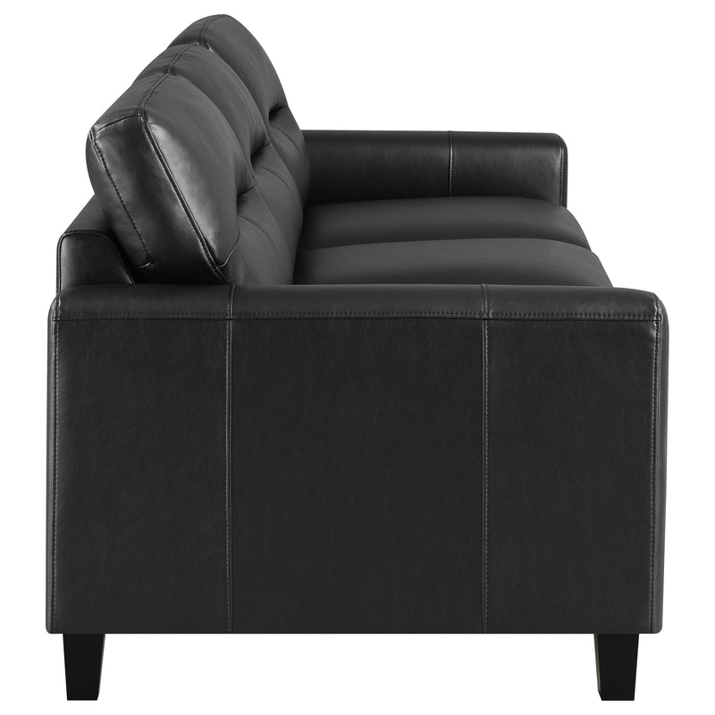 Scotland Faux Leather Upholstered Track Arm Sofa Black