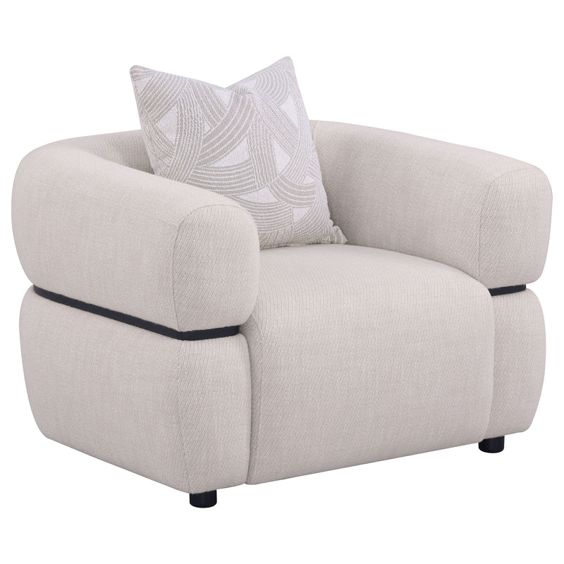 Jeanette 3-piece Fabric Upholstered Round Arm Sofa Set Beige