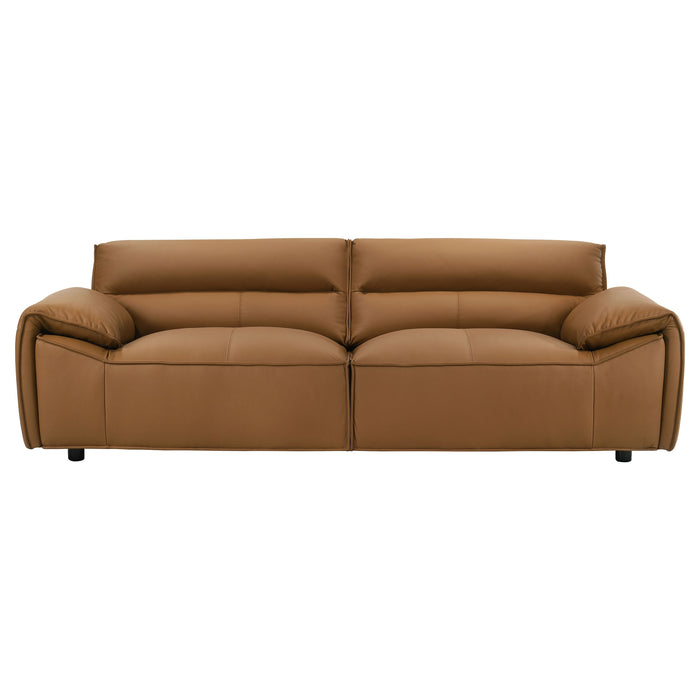 Buxton Top Grain Leather Upholstered Sofa Orange