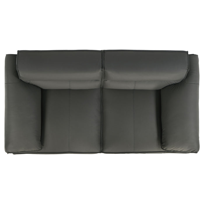 Buxton Top Grain Leather Upholstered Loveseat Graphite