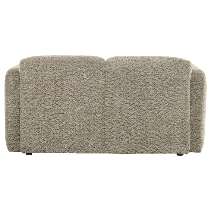 Dorset Fabric Upholstered Round Track Arm Loveseat Brown