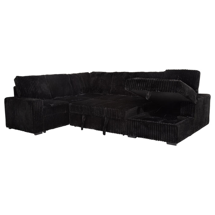 Devonshire Sleeper Sectional Sofa Storage Chaise Black