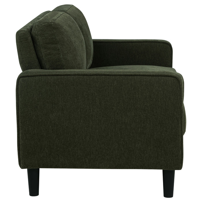 Ruth Fabric Upholstered Track Arm Loveseat Matcha Green