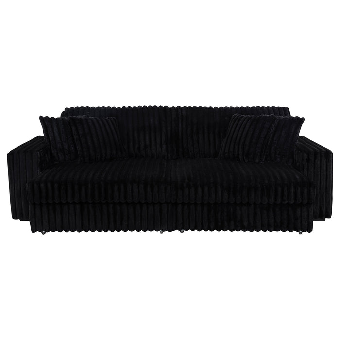 Jacana Corduroy Upholstered Dual Power Chaise Sofa Black