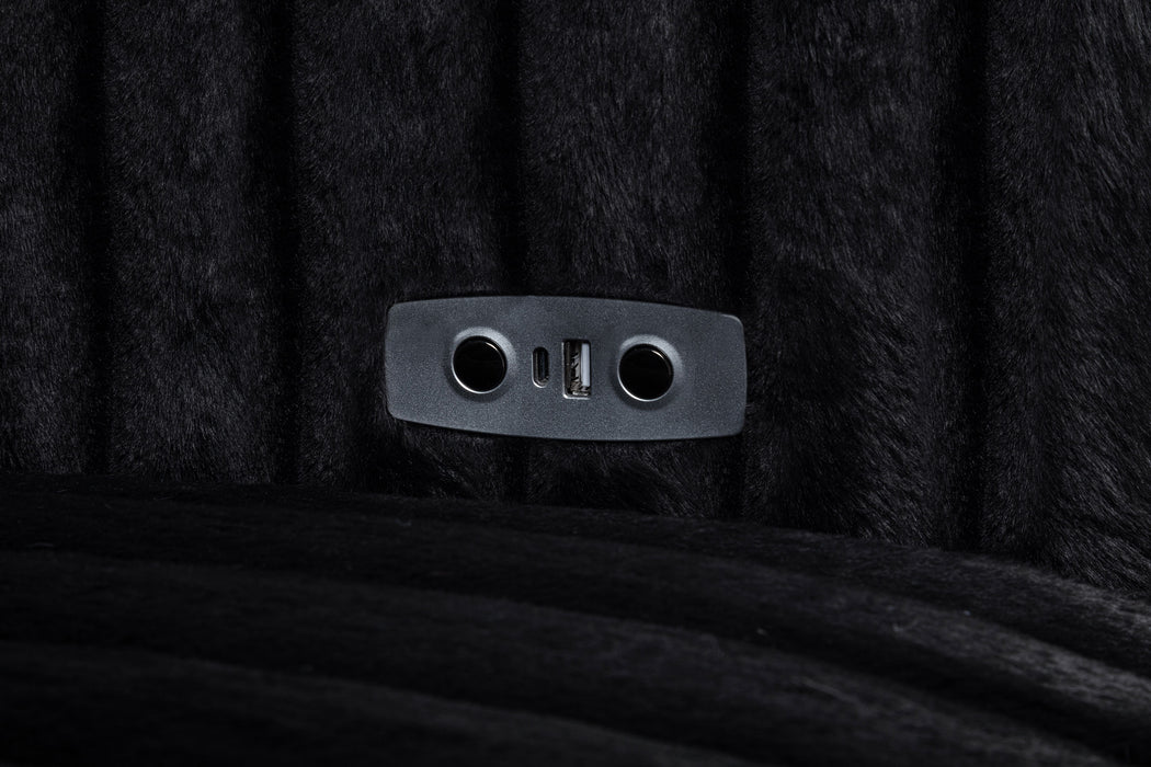 Jacana Corduroy Upholstered Dual Power Chaise Sofa Black