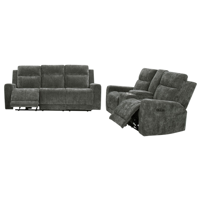 Kennett 3-piece Chenille Power Reclining Sofa Set Dark Grey