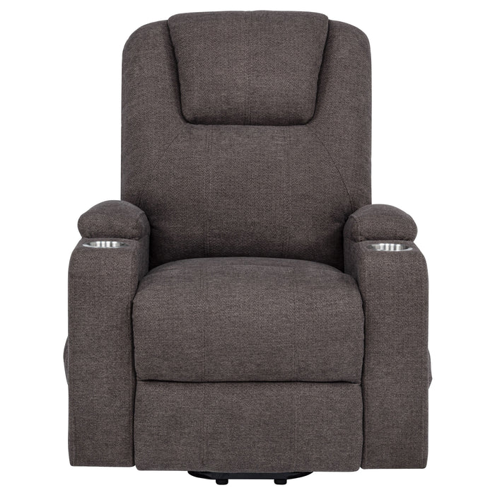 Louie Chenille Upholstered Power Lift Massage Chair Brown