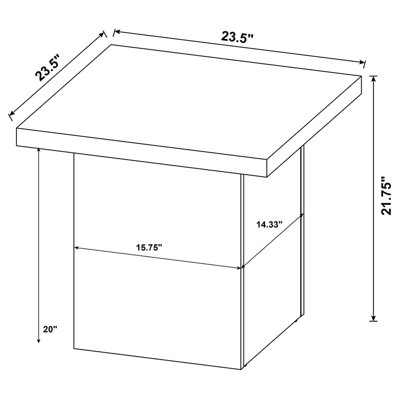 Devar 3-piece Square Cocktail Coffee End Table Set Latte