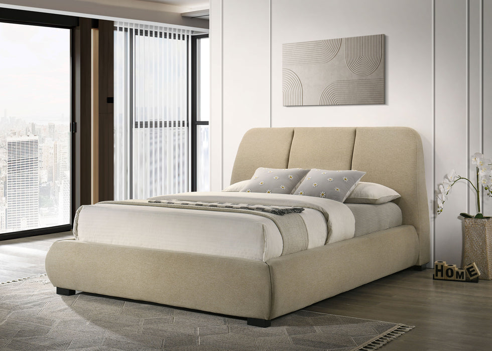 Mokena 46-inch Upholstered California King Platform Bed Brown