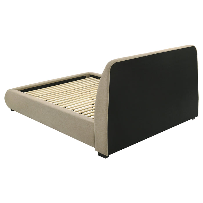 Mokena 46-inch Upholstered California King Platform Bed Brown