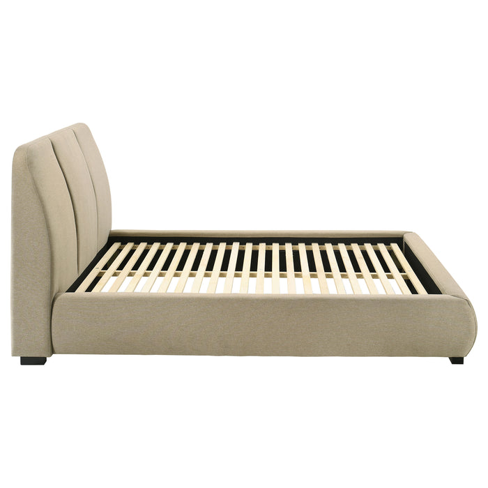 Mokena 46-inch Upholstered California King Platform Bed Brown