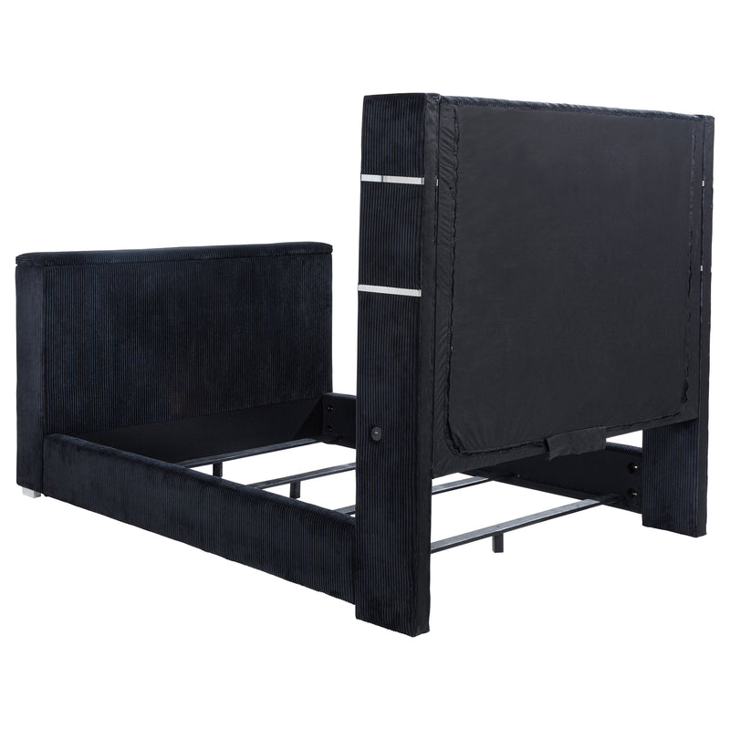 Tisdall Eastern King Flame Visualizer Wingback TV Bed Black