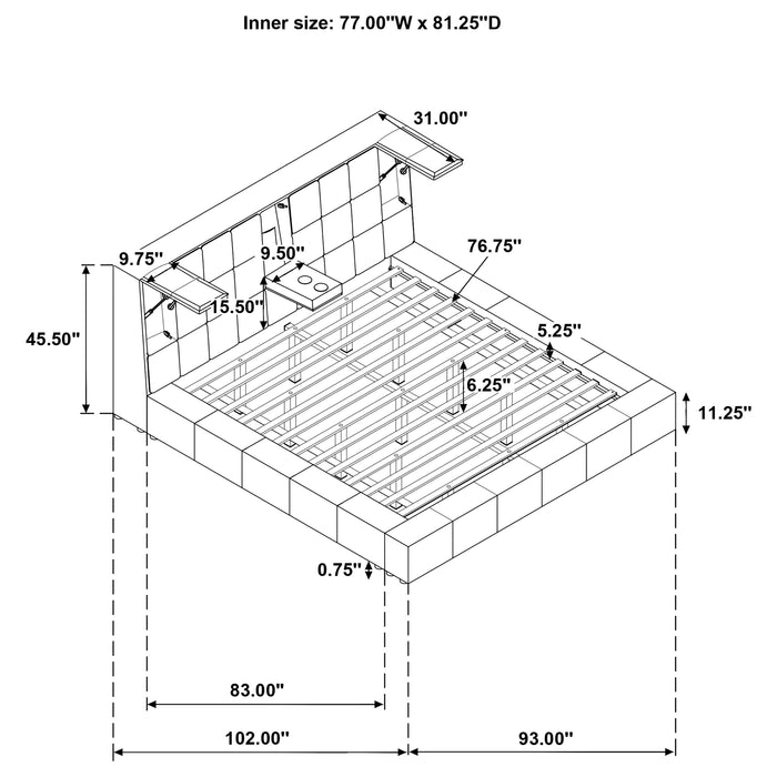 Dreux Upholstered Eastern King Panel Platform Bed Cream