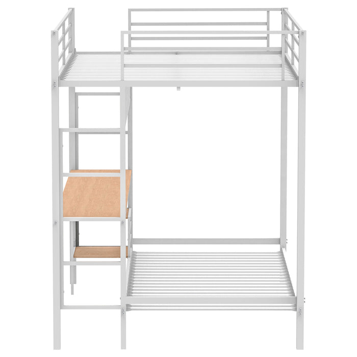 Bettoni Metal Full Over Twin Workstation Bunk Bed Matte White