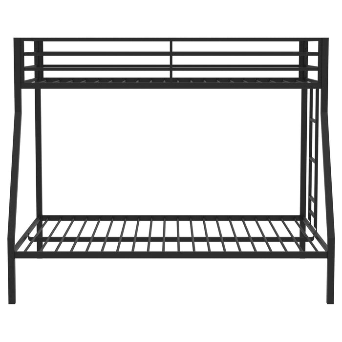 Alevera Metal Twin Over Full Bunk Bed with Ladder Black